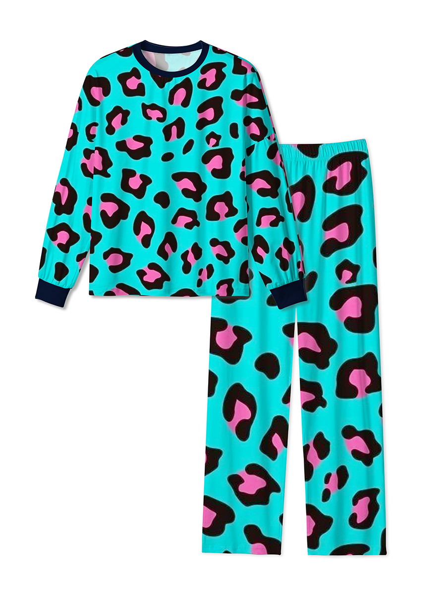 Vintage Y2K Chic Fashion Vibrant Leopard Pajamas