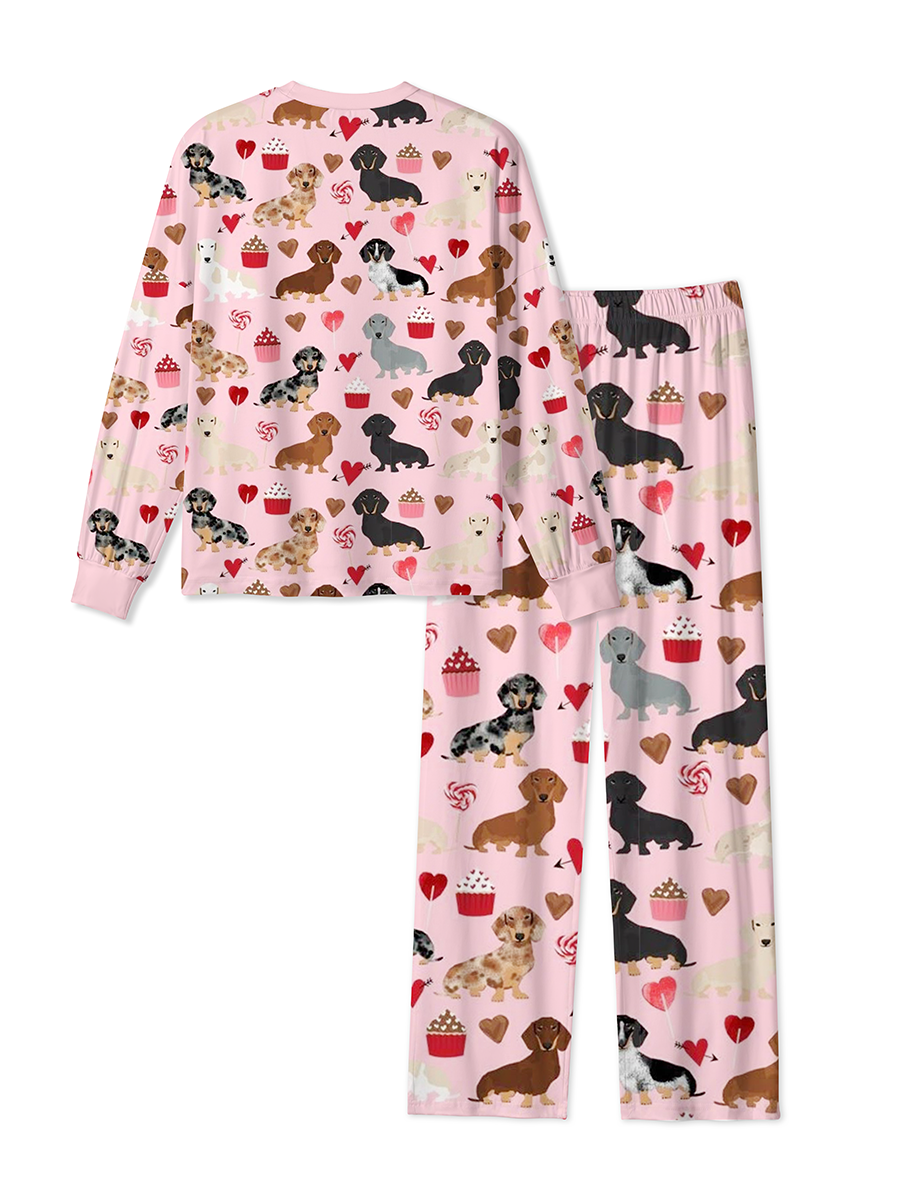 Vintage Sweets Hearts And Diverse Dachshunds Pajamas