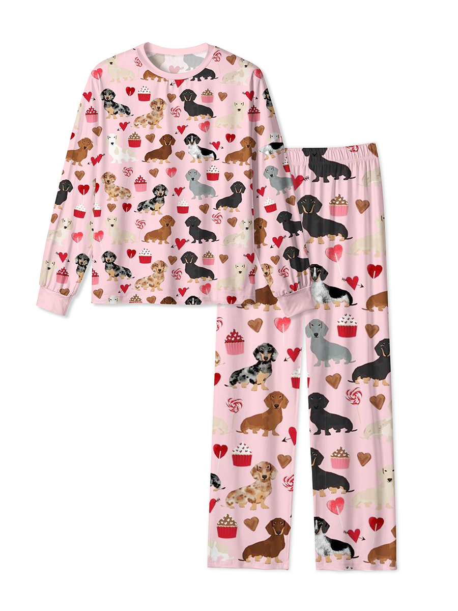 Vintage Sweets Hearts And Diverse Dachshunds Pajamas