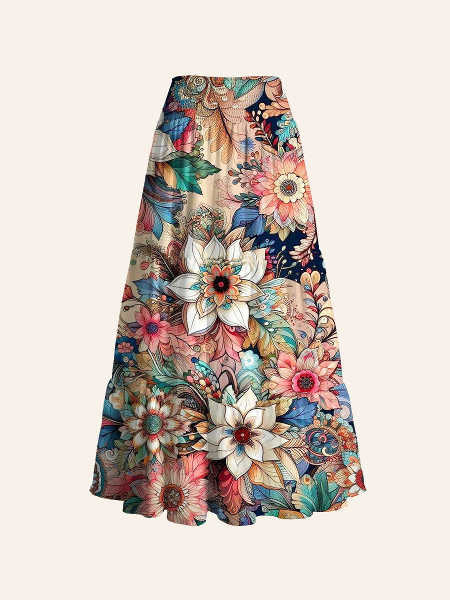 Mandala Floral Dino Convertible Maxi Skirts