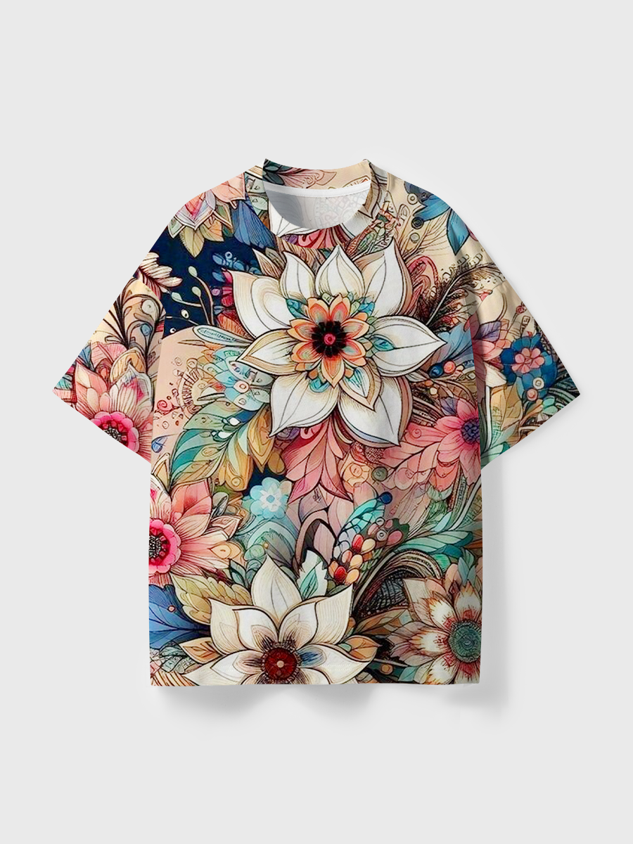 Vintage Mandala Floral All Over Print T-Shirt