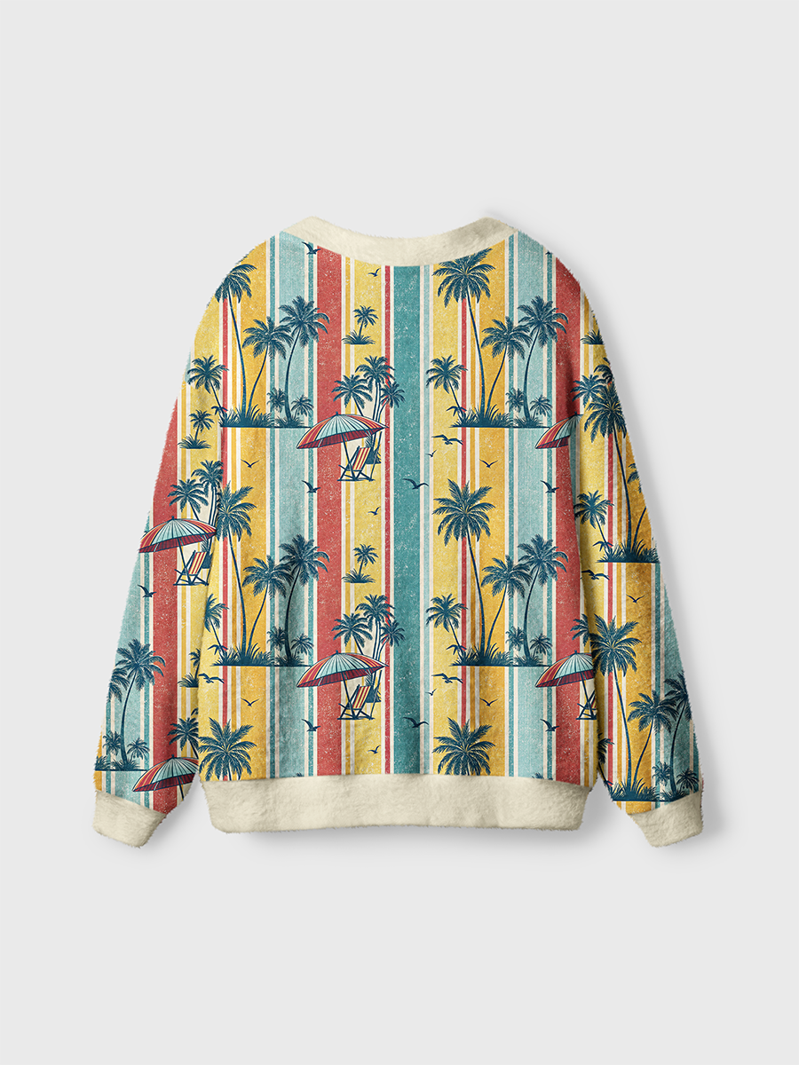 Vintage Tropical Palm Stripes Cute Cardigan Sweaters