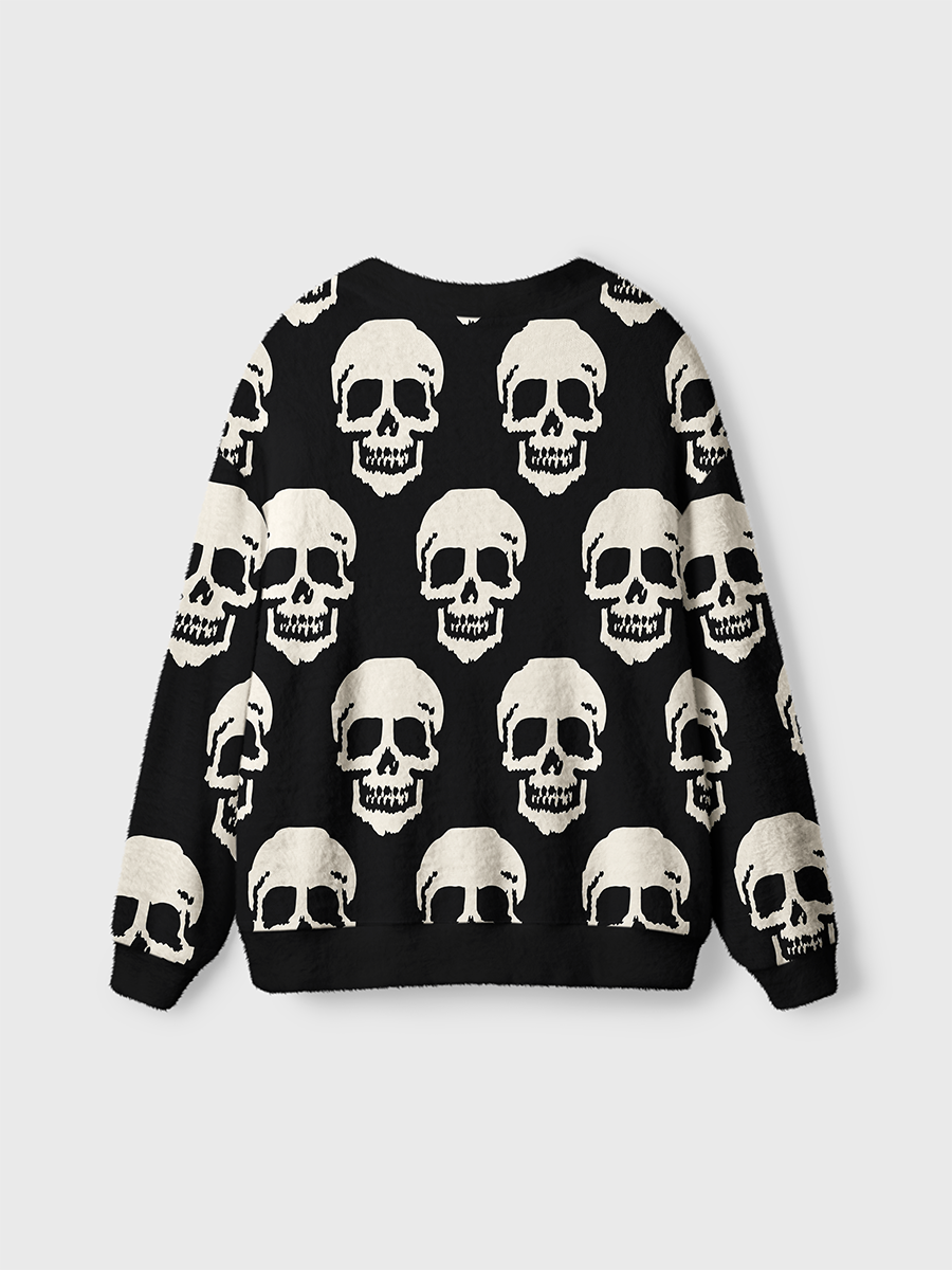 Vintage Minimal Skull Silhouette Cool Halloween Cardigan Sweaters