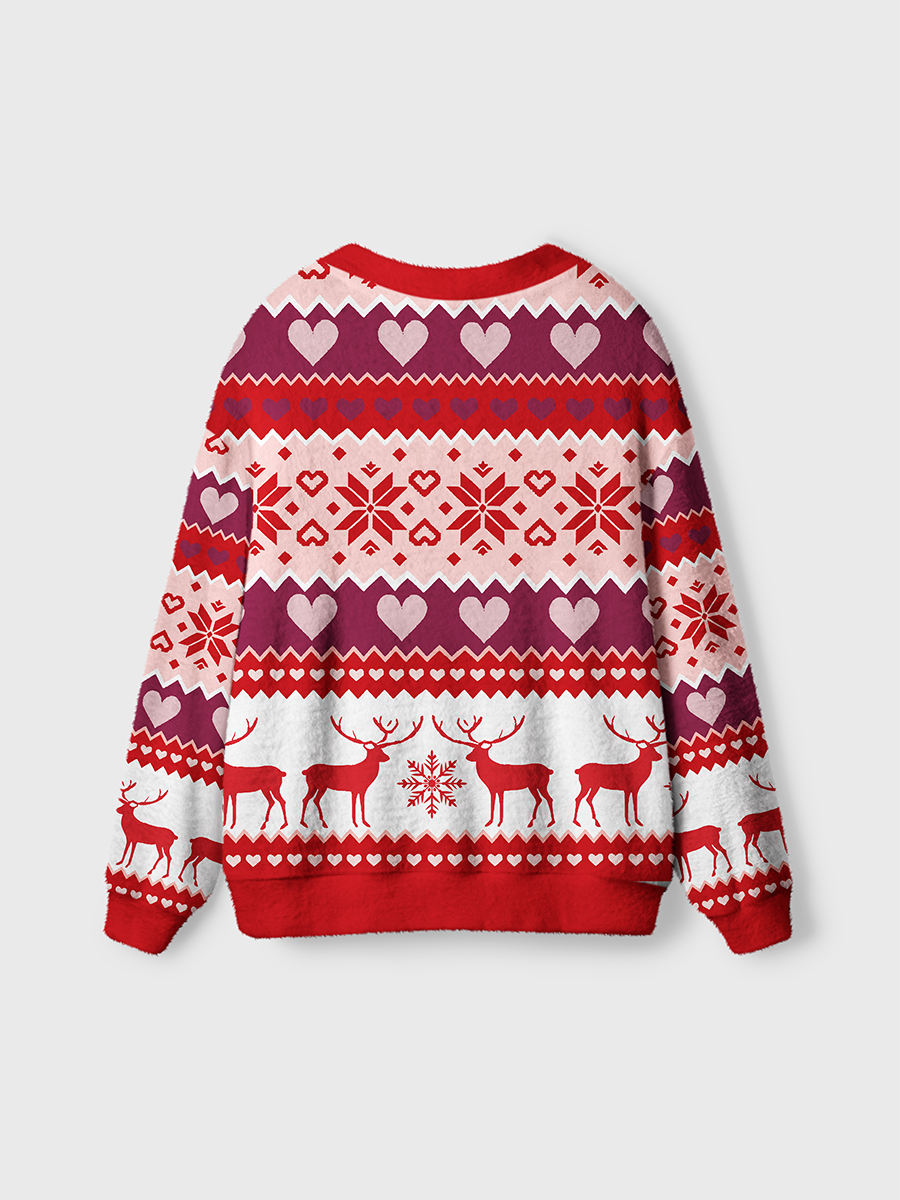 Vintage Heart-Shaped Snowflake Christmas Ugly Cardigan Sweaters