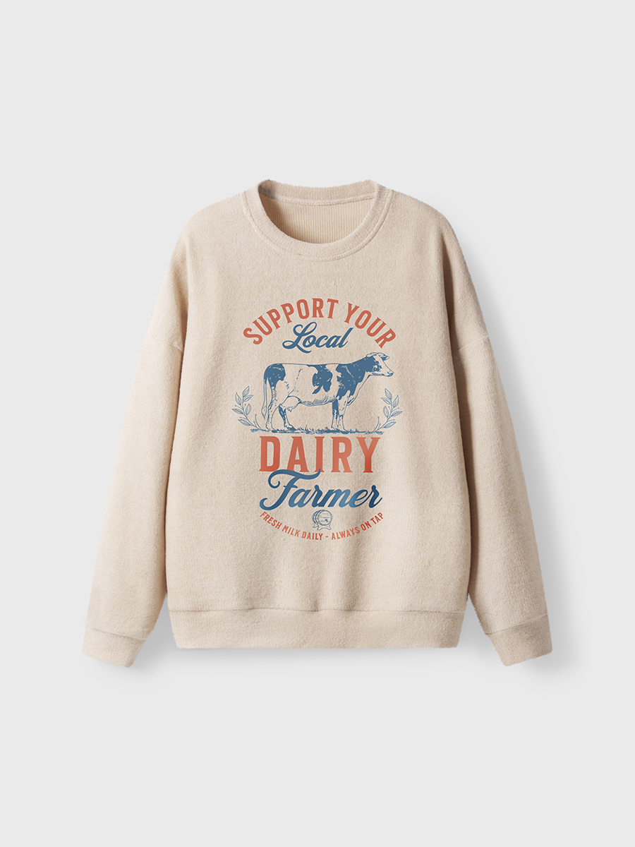 Vintage Eat Local Breastfeeding Fuzzy Sweater