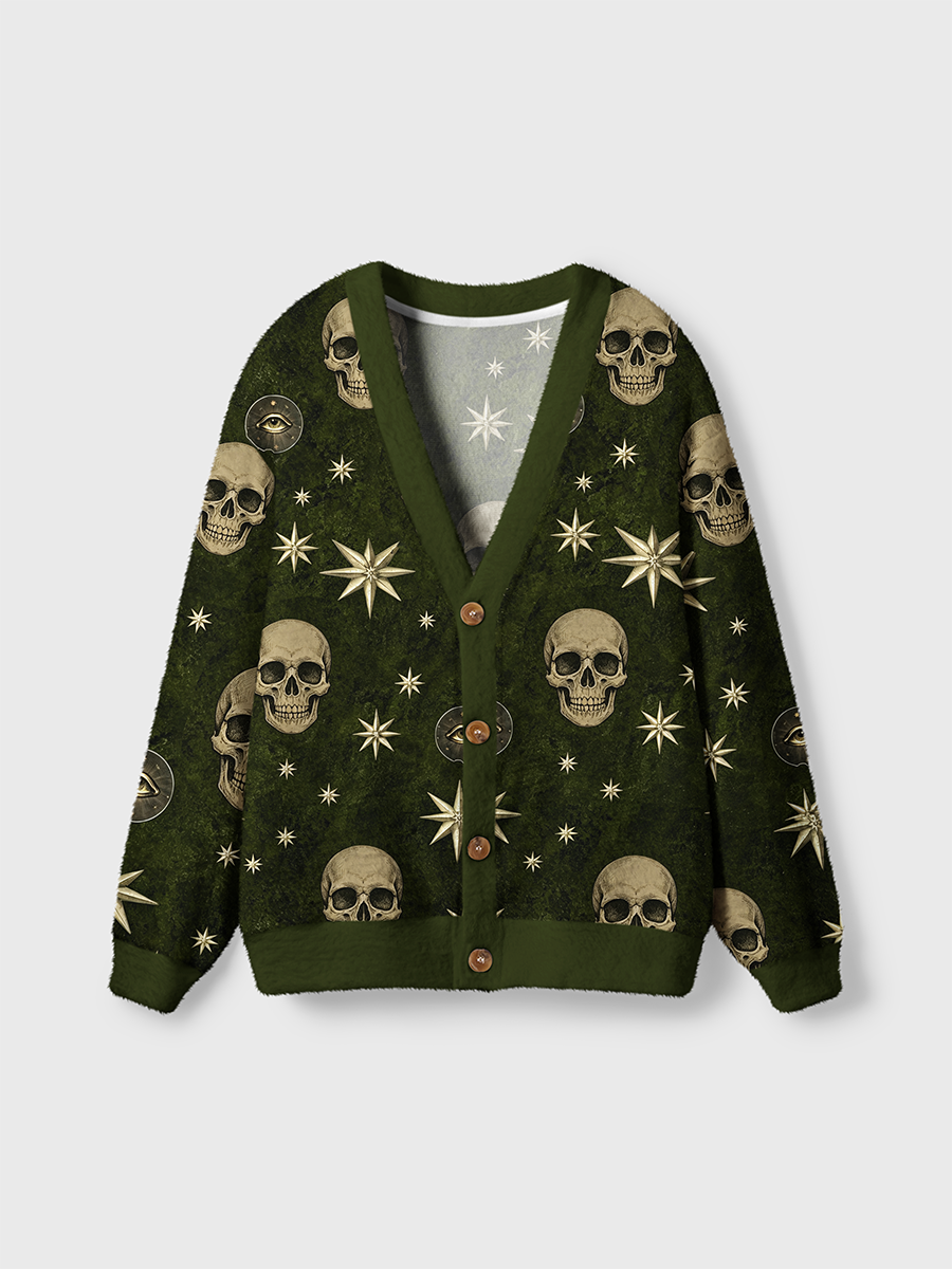Vintage Dark Green Angel Skeleton Cardigan Sweaters