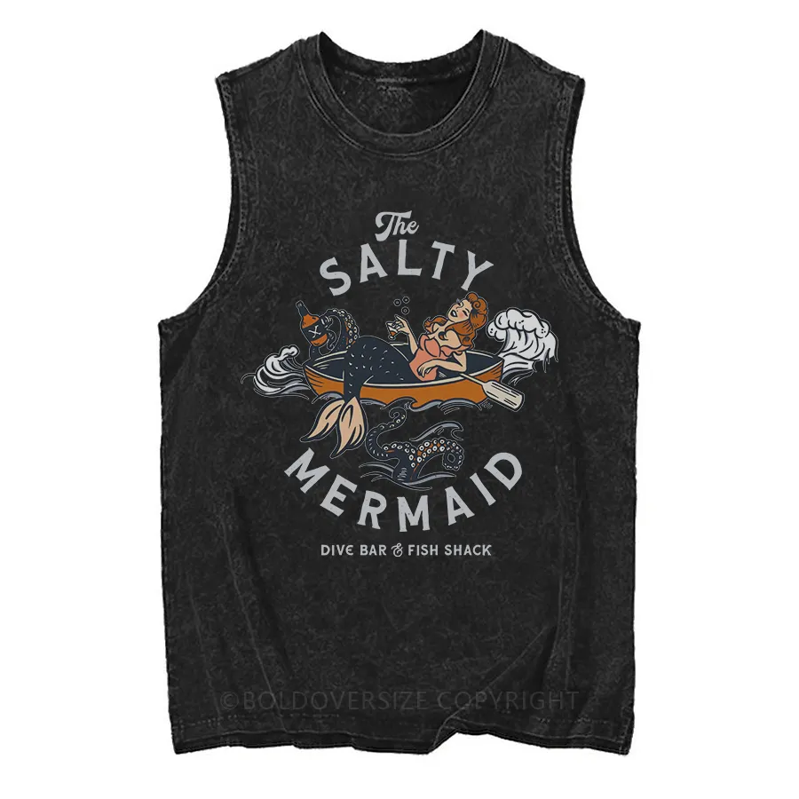 Vintage The Salty Mermaid Dive Bar Washed Tank