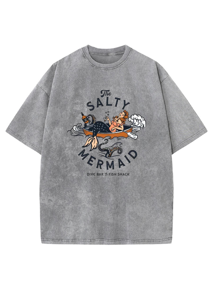 Vintage The Salty Mermaid Dive Bar Washed T-Shirt