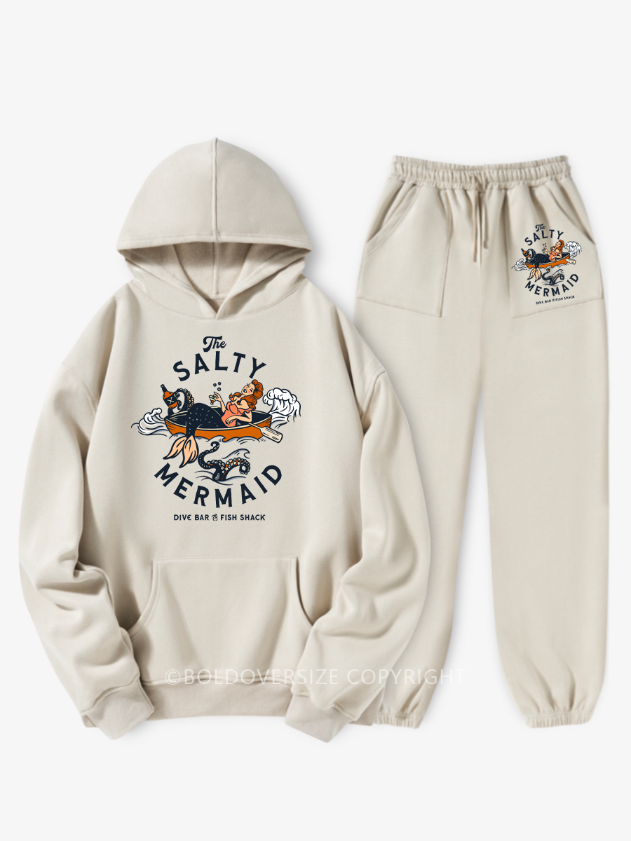 Vintage The Salty Mermaid Dive Bar Hoodie Suit