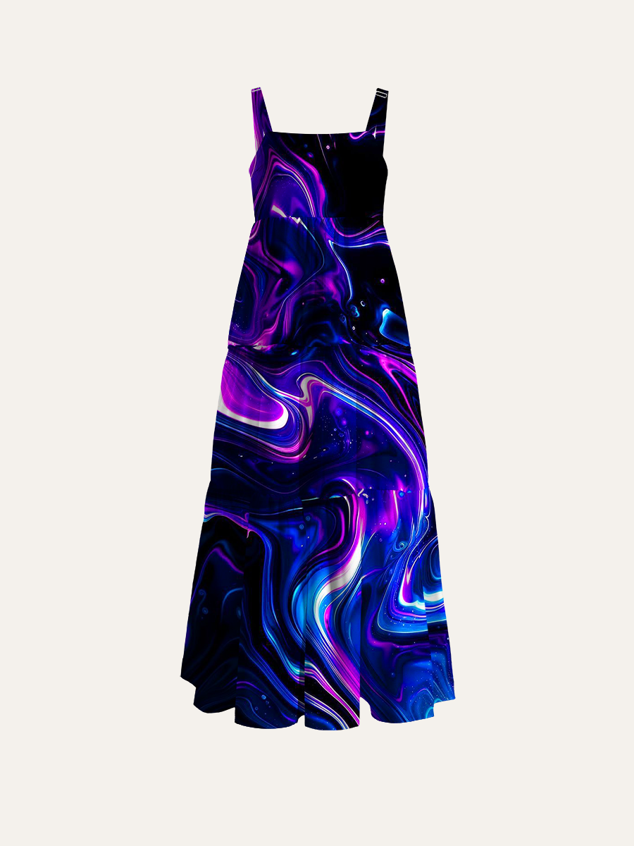 Celestial Apothecary Aesthetic Adjustable Wide Straps Maxi Dress