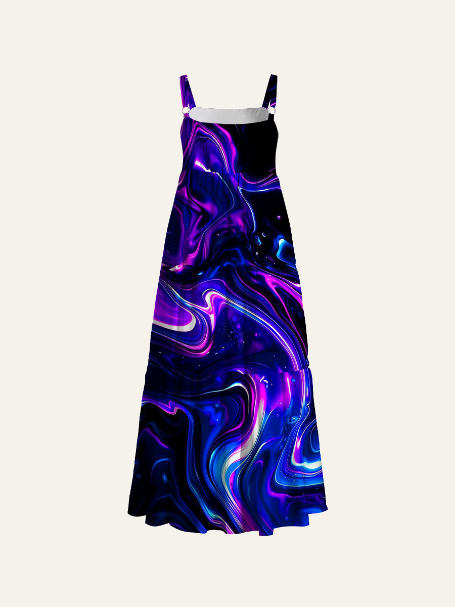 Celestial Apothecary Aesthetic Adjustable Wide Straps Maxi Dress