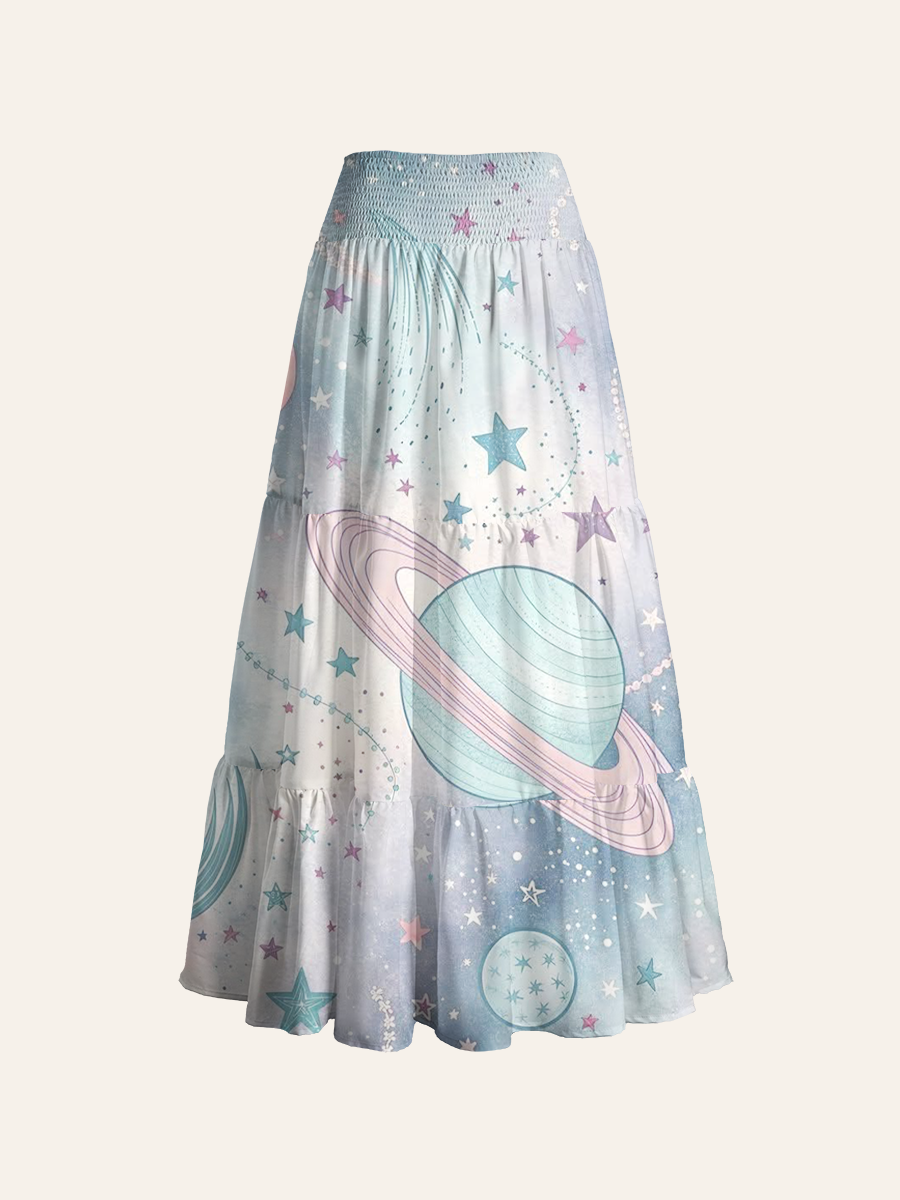 Dreamy Pastel Solar System Convertible Maxi Skirts