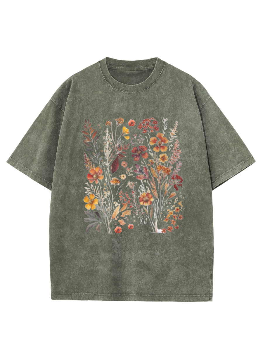 Vintage Wildflowers Garden Lover Washed T-Shirt