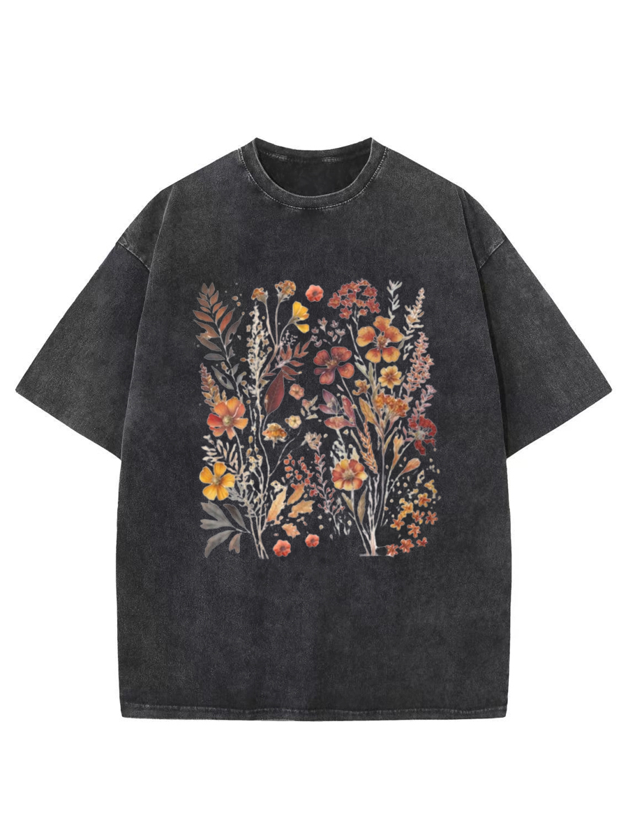 Vintage Wildflowers Garden Lover Washed T-Shirt