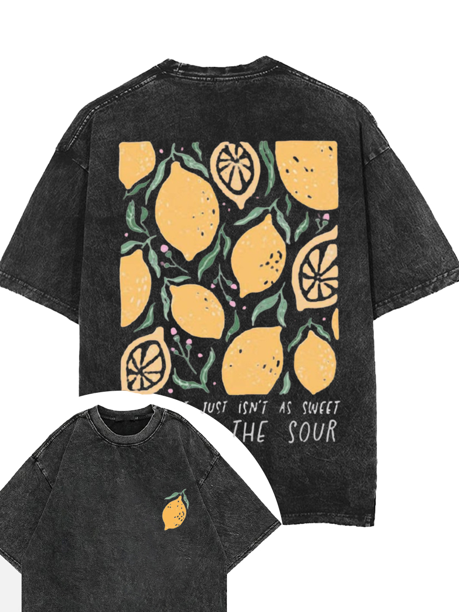 Vintage Lemons Hippie Flowers Motivational Washed T-Shirt