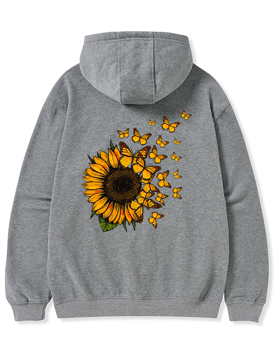 Vintage Sunflower Butterfly Zip Hoodie