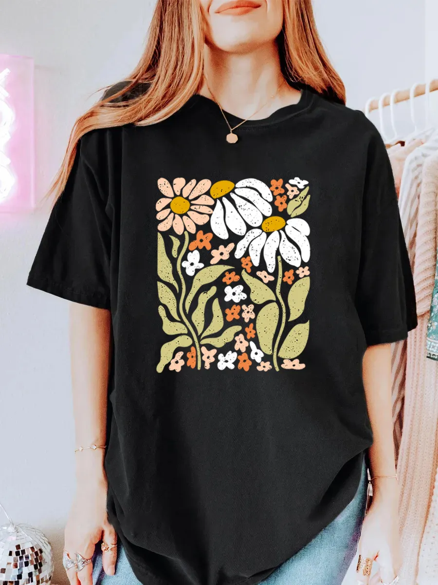 Vintage Wildflowers Floral Oversize Graphic Tee