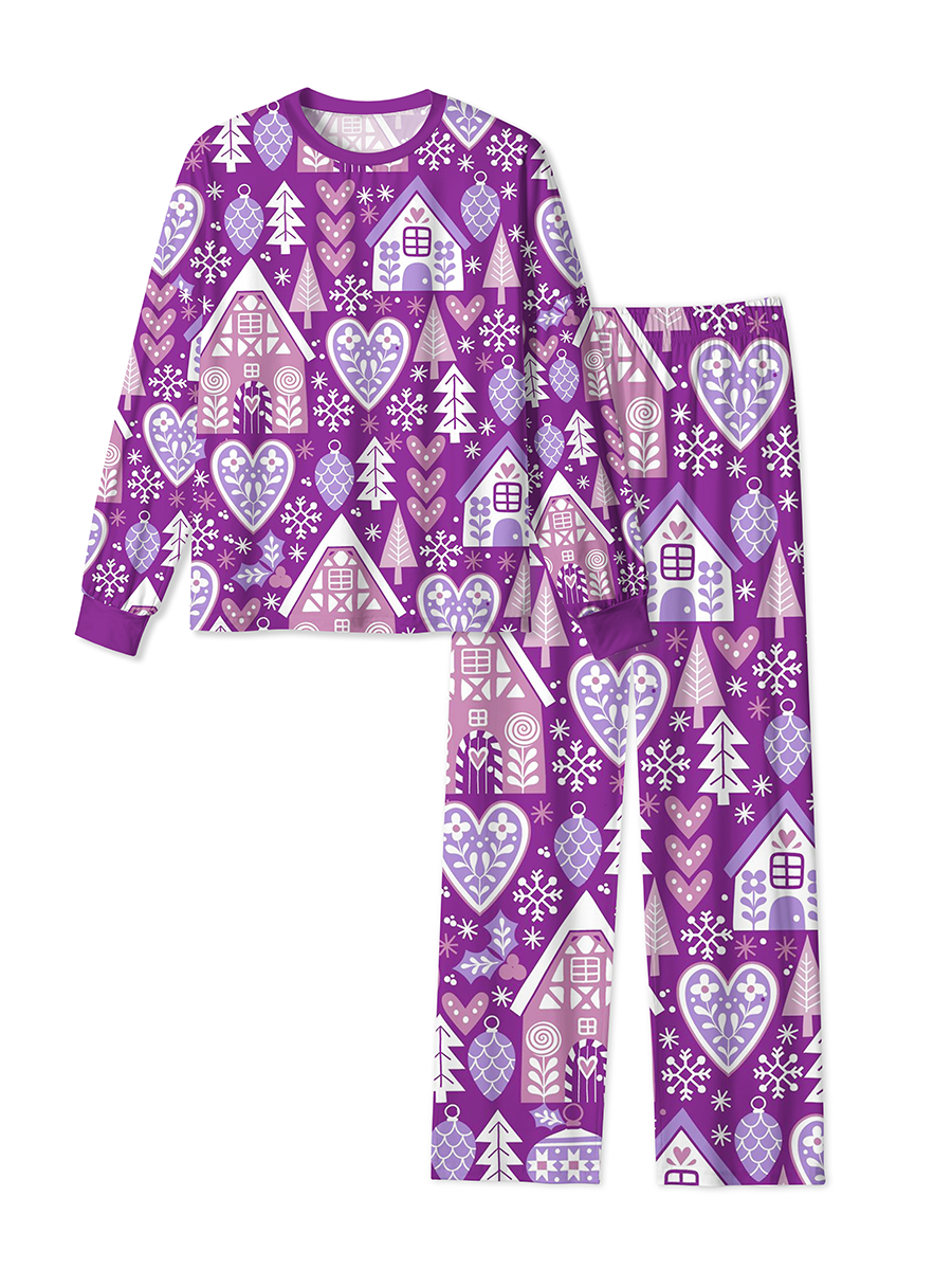 Vintage Nordic Gingerbread Houses And Christmas Trees Pajamas