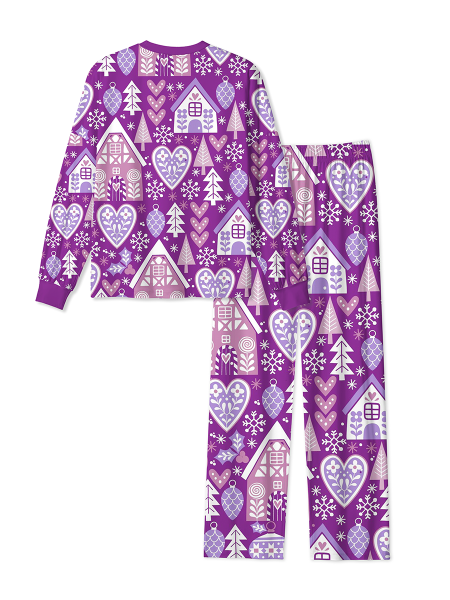 Vintage Nordic Gingerbread Houses And Christmas Trees Pajamas
