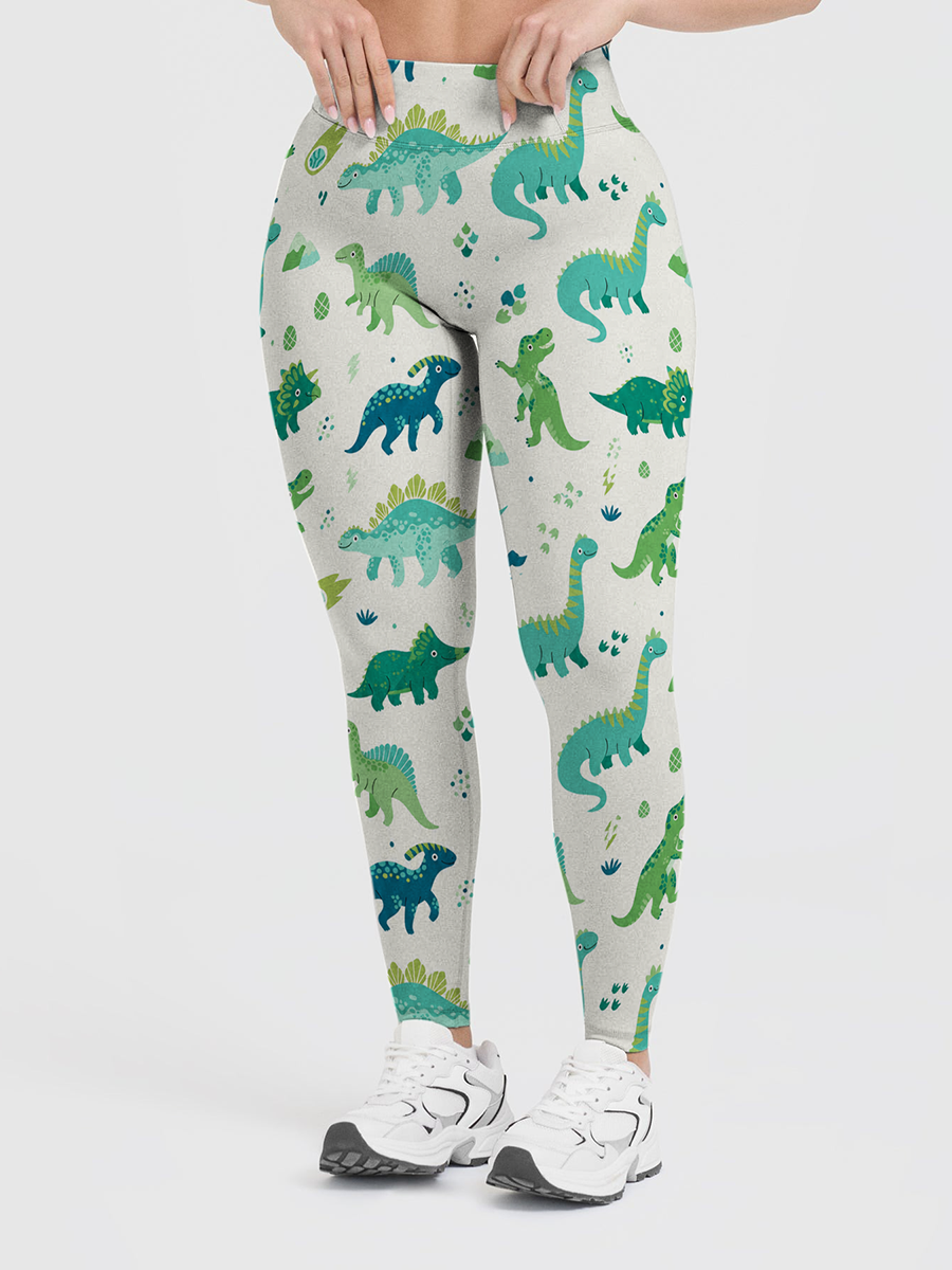 Vintage Vibrant Dino Jungle Leggings