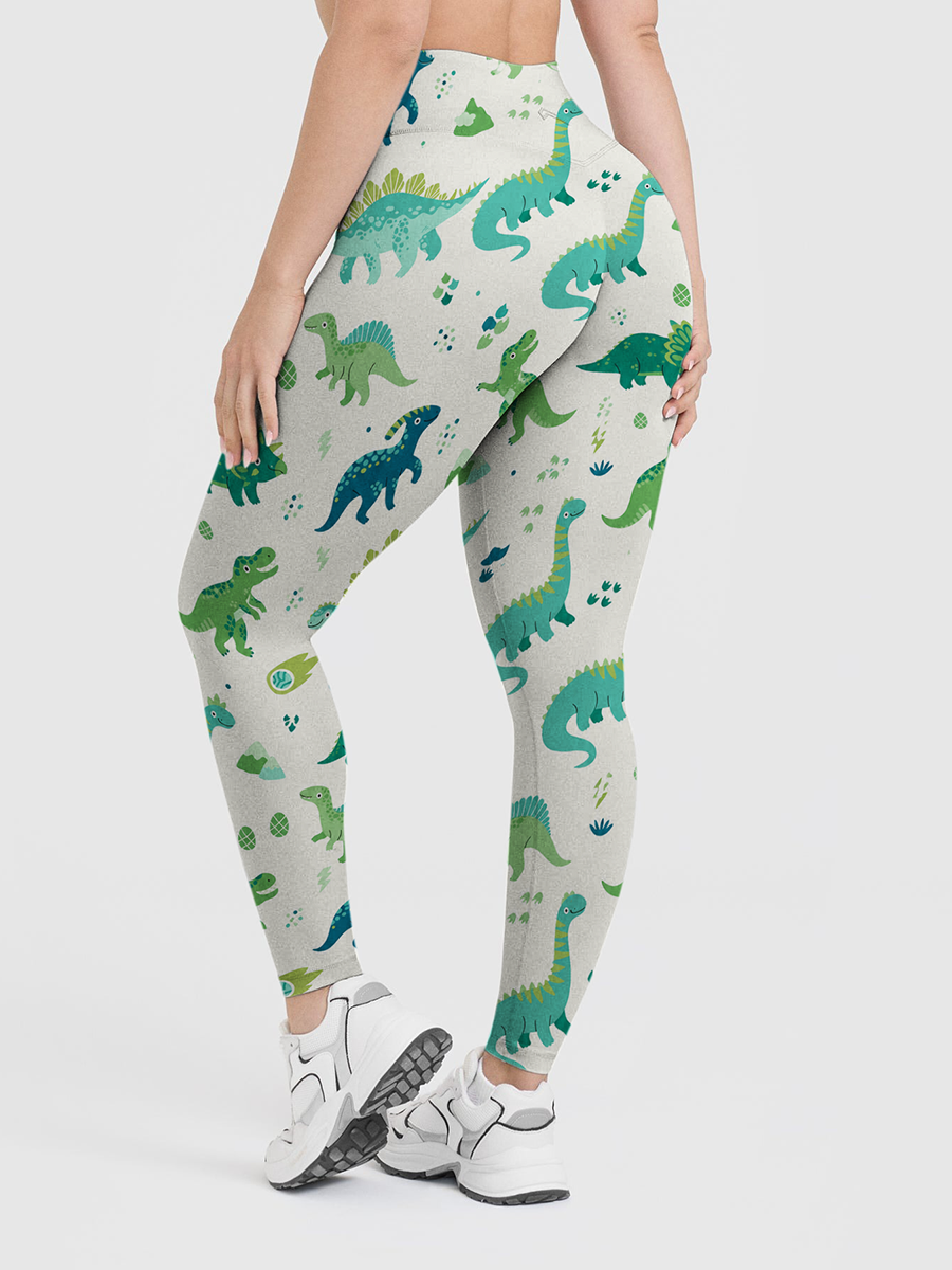 Vintage Vibrant Dino Jungle Leggings
