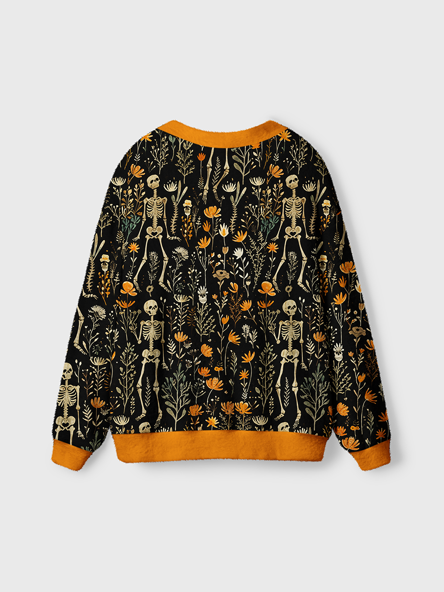 Vintage Dark Vintage Floral Skeleton Halloween Cardigan Sweaters