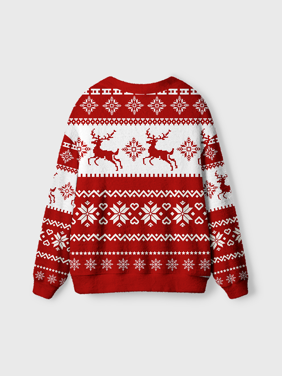 Vintage Red Christmas Reindeer Ugly Cardigan Sweaters