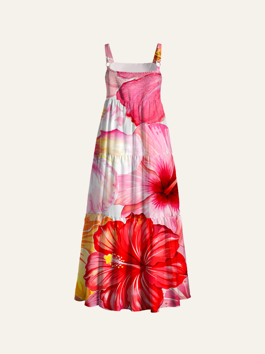 Island Botanical Punch Adjustable Wide Straps Maxi Dress