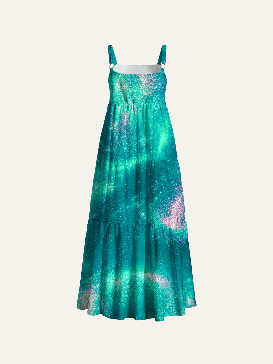 Ethereal Dreamy Galaxy Aesthetic Adjustable Wide Straps Maxi Dress