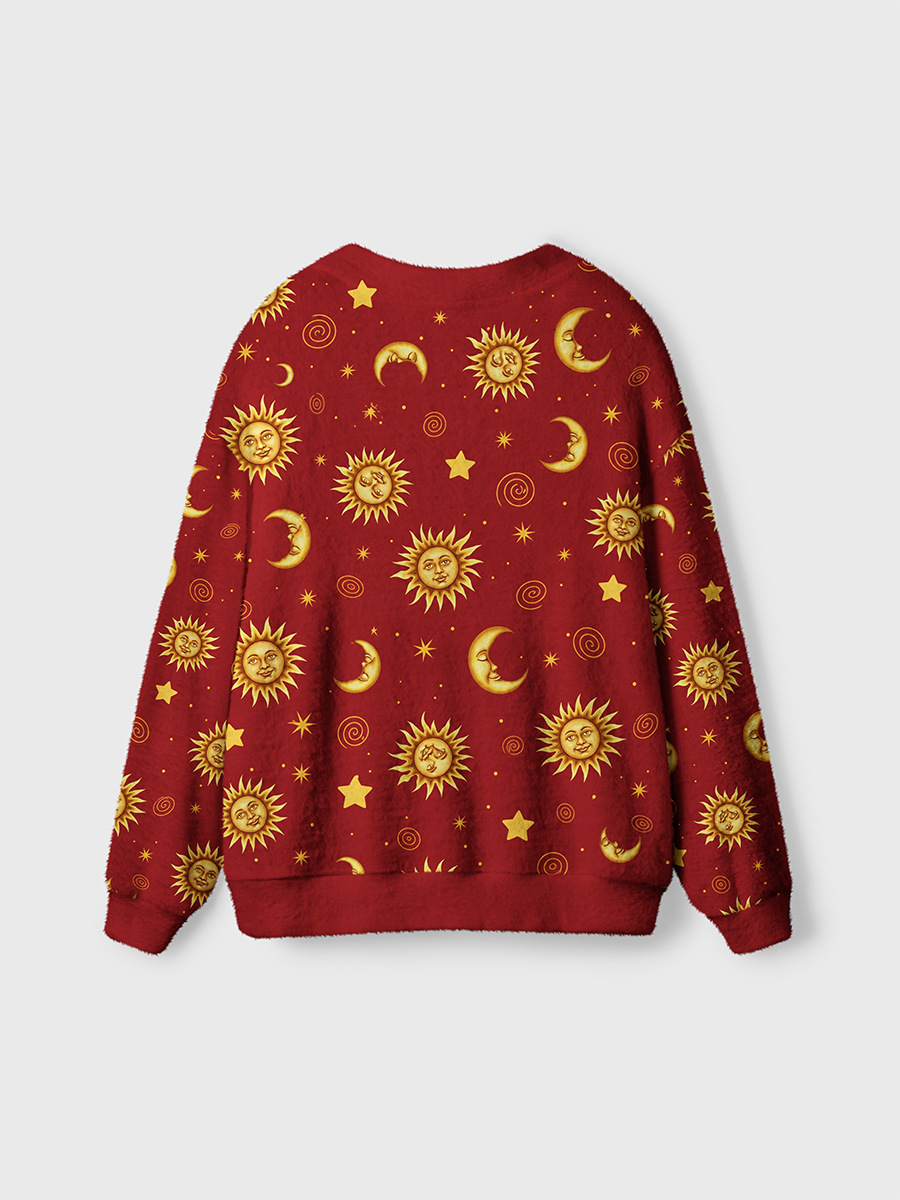 Vintage Celestial Sun Moon Star Cardigan Sweaters