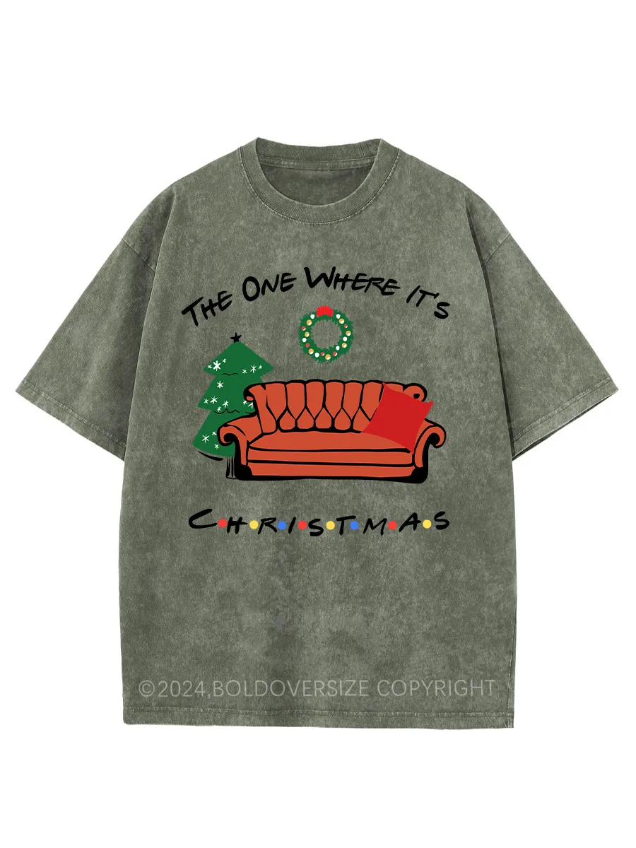 Vintage The One Where It's Christmas Washed T-Shirt