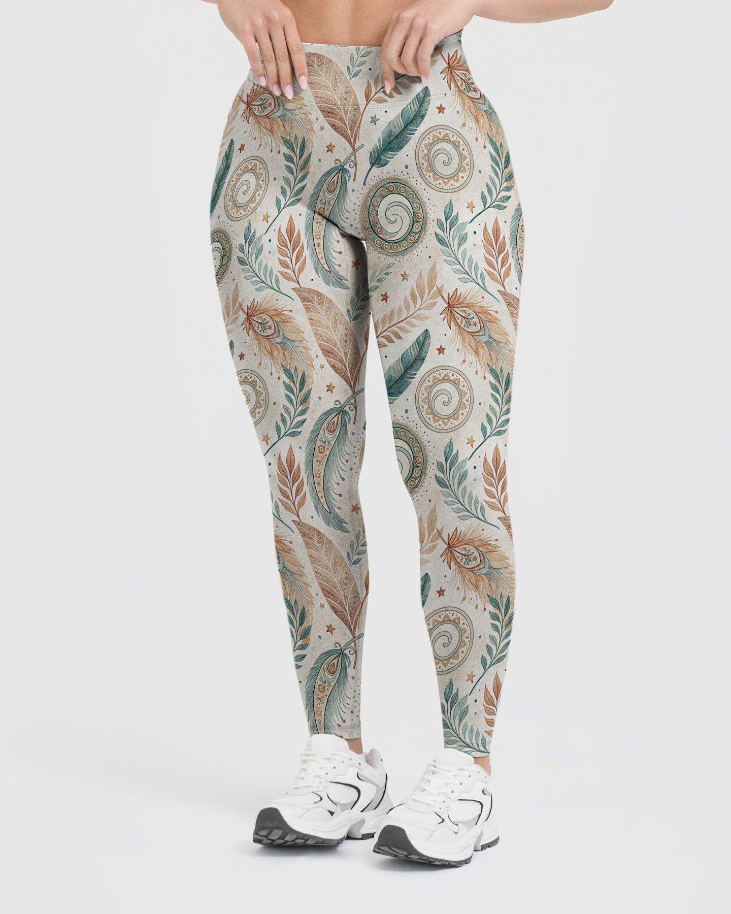 Vintage Feather Leaves Leggings