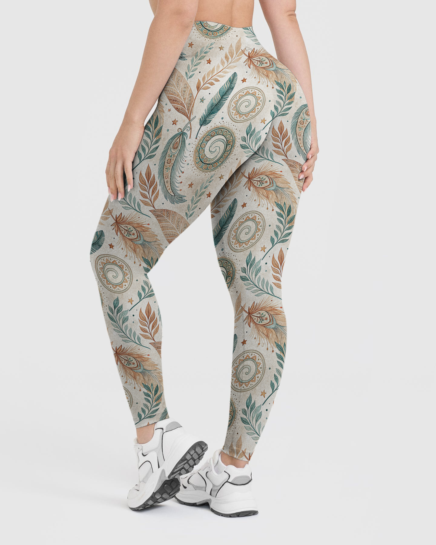 Vintage Feather Leaves Leggings