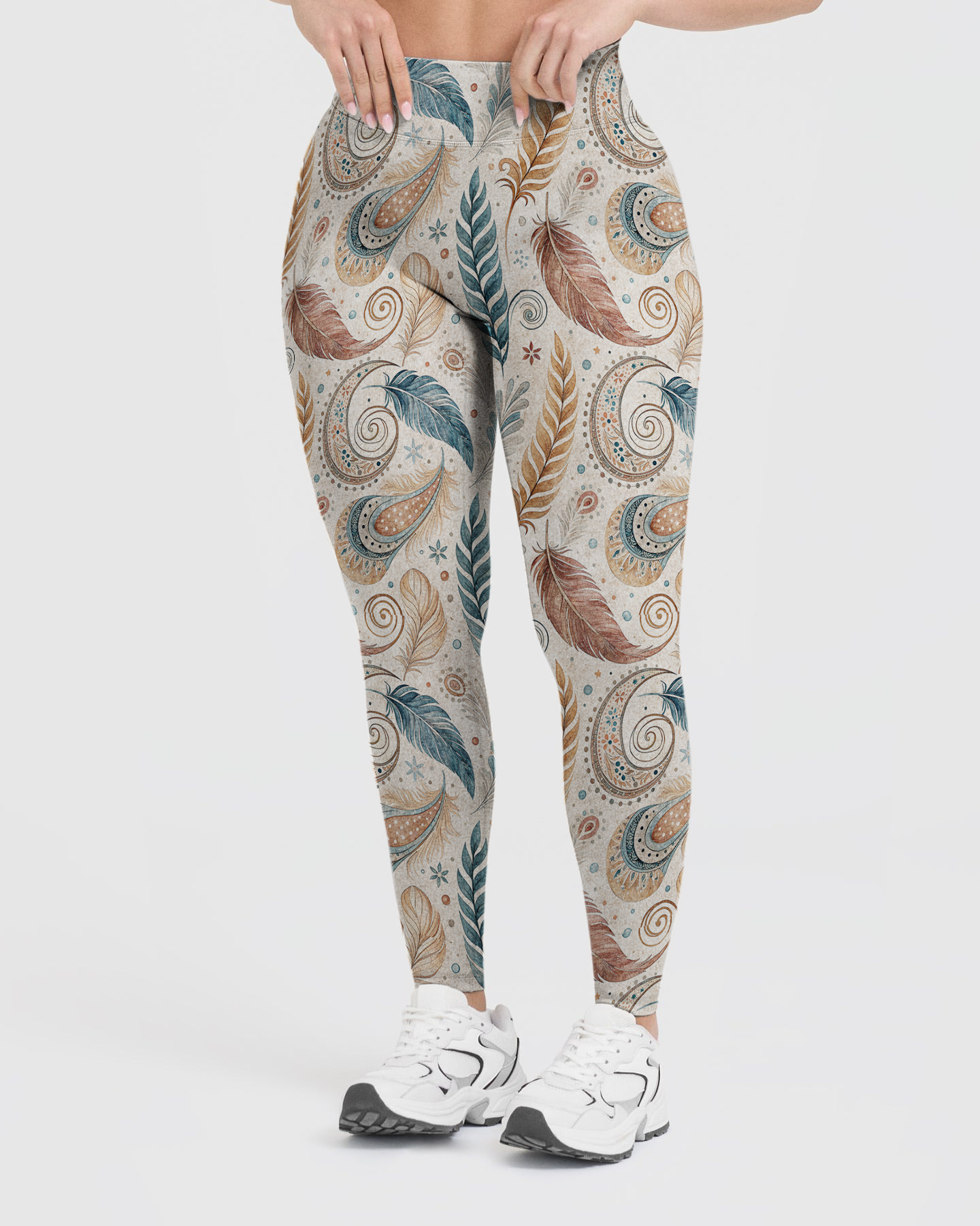 Vintage Paisley Feathers Leggings