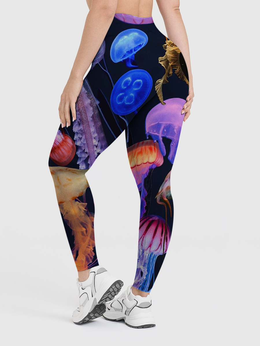 Vintage Neon Jellyfish Starburst Leggings
