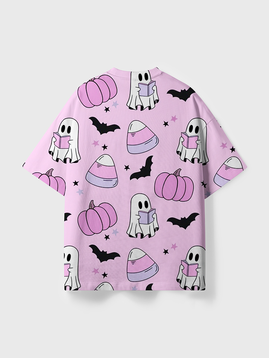 Vintage Pastel Cute Ghost Pumpkin Halloween All Over Print T-Shirt