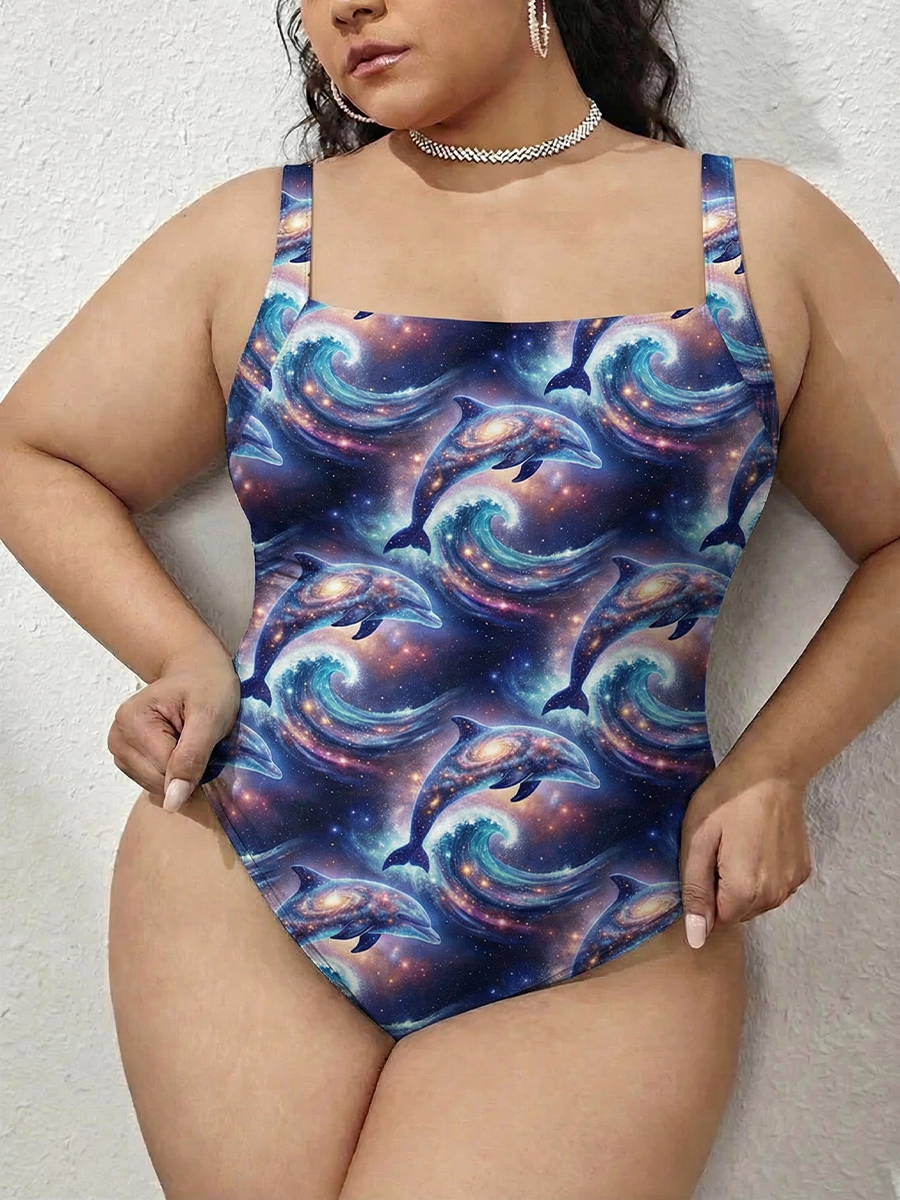 Vintage Dolphins Gathered Swimsuit