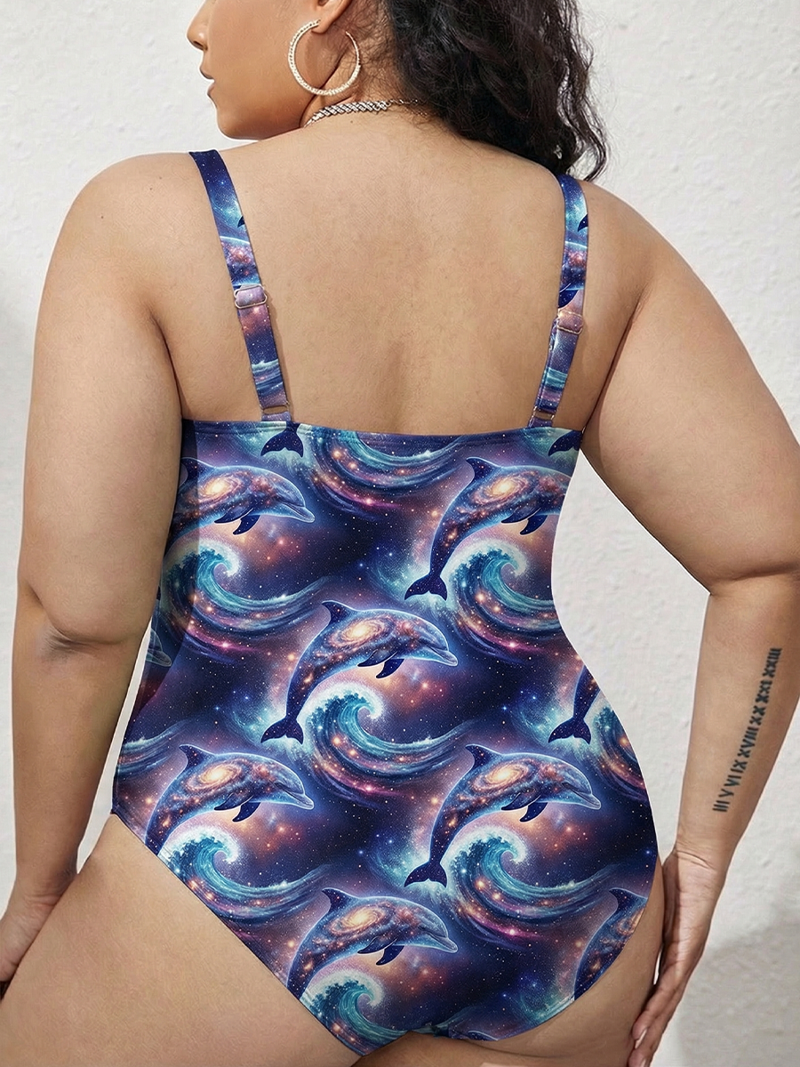Vintage Dolphins Gathered Swimsuit