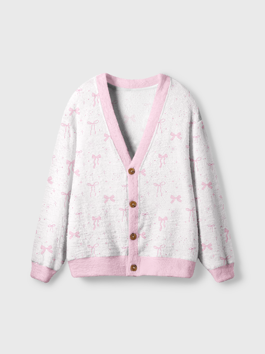 Vintage Bow And Star Sparkle Girly Cardigan Sweaters