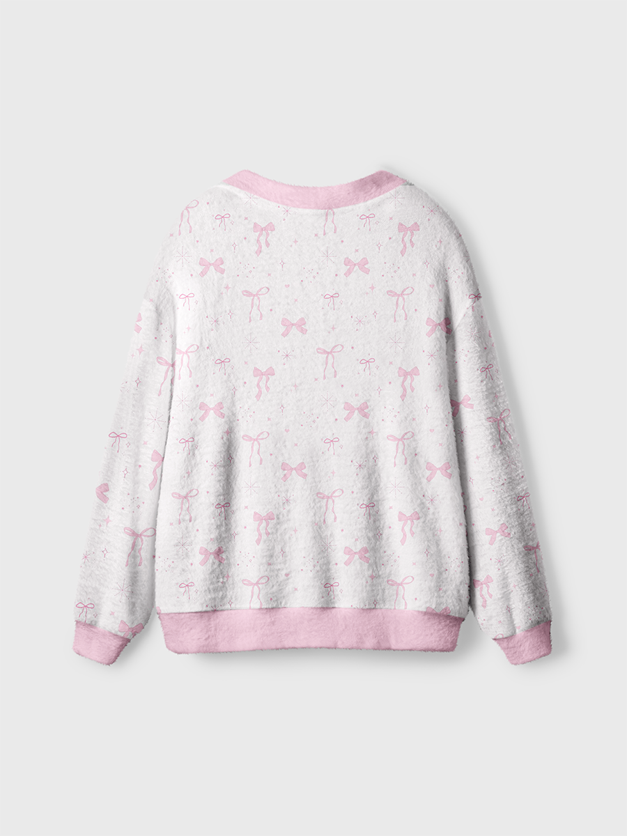 Vintage Bow And Star Sparkle Girly Cardigan Sweaters
