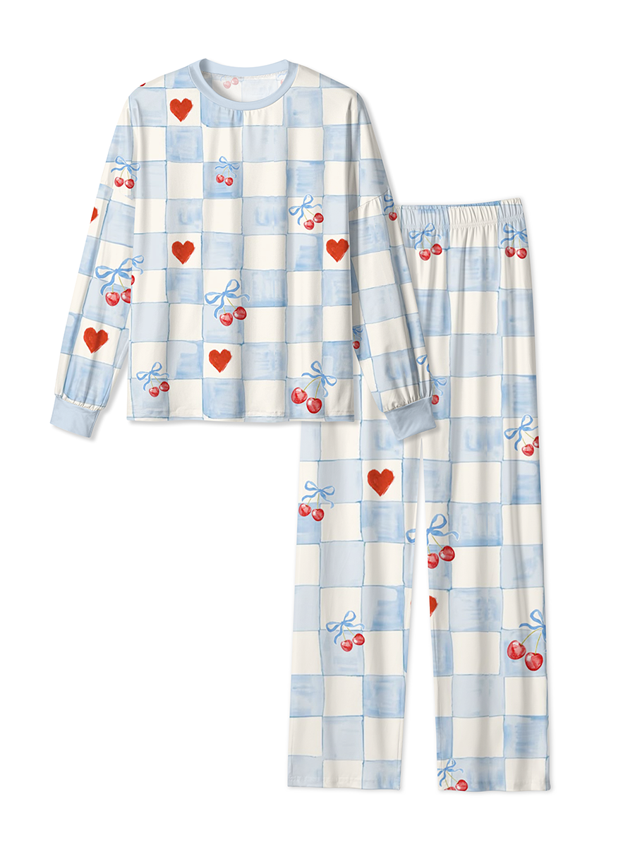 Vintage Checkered Cherry Bow Pajamas