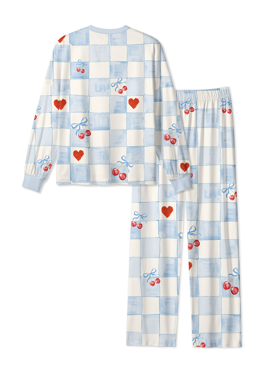 Vintage Checkered Cherry Bow Pajamas