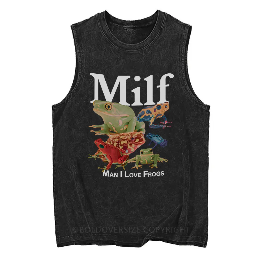 Vintage Man I Love Frogs Washed Tank