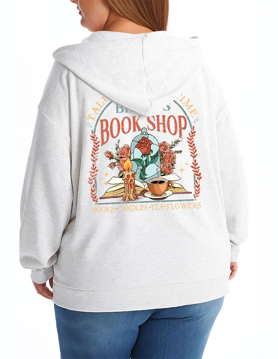 Vintage Belle'S Book Shop Zip Hoodie