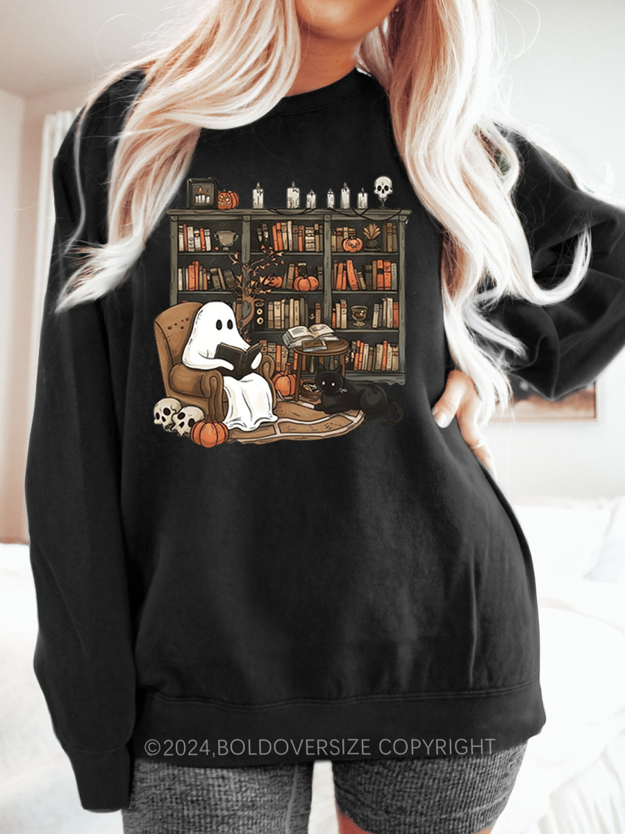 Vintage Ghost Reading Books Sweatshirt
