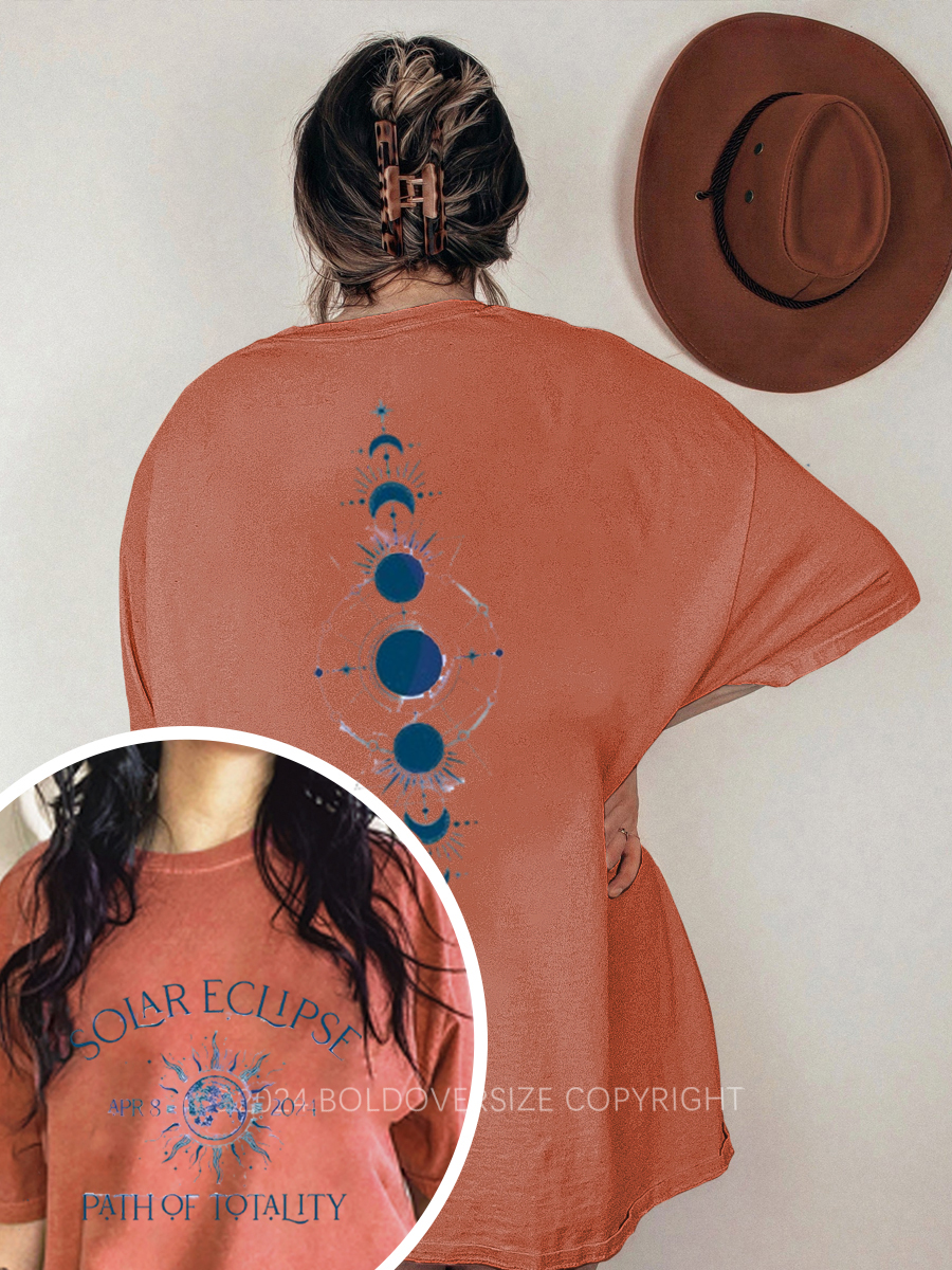 Vintage Solar Eclipse 2024 Path Of Totality 2 Sides Tee