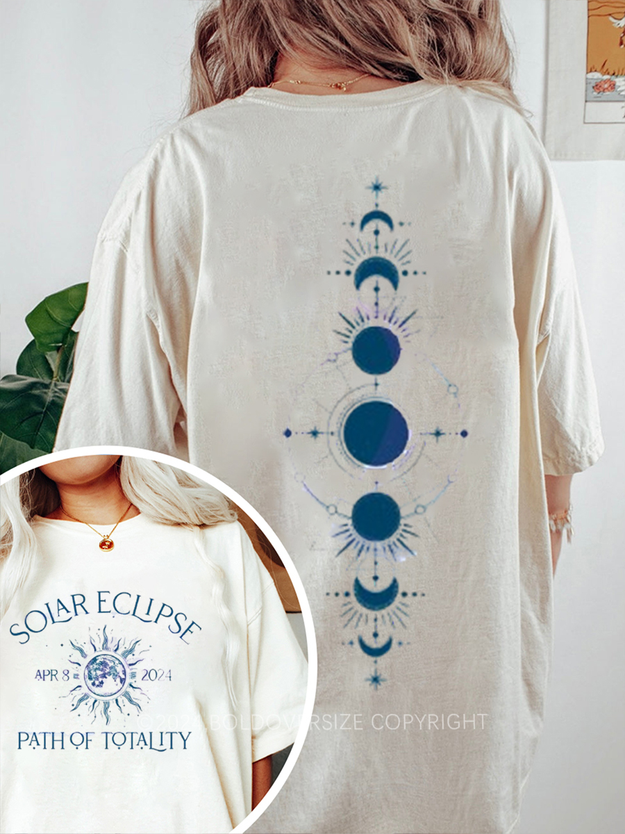 Vintage Solar Eclipse 2024 Path Of Totality 2 Sides Tee