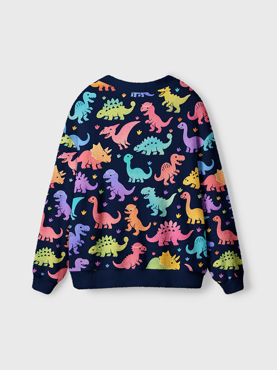 Vintage Macaron Color Cartoon Dinosaur Cardigan Sweaters