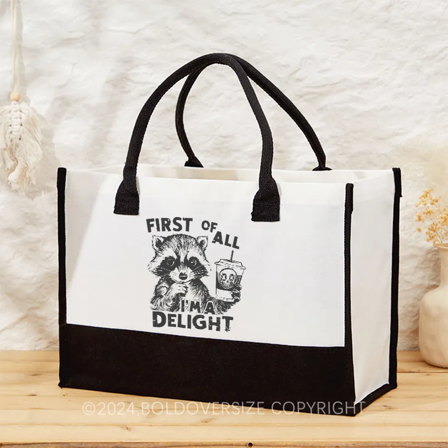 Vintage First Of All I Am Delight Tote Handbags