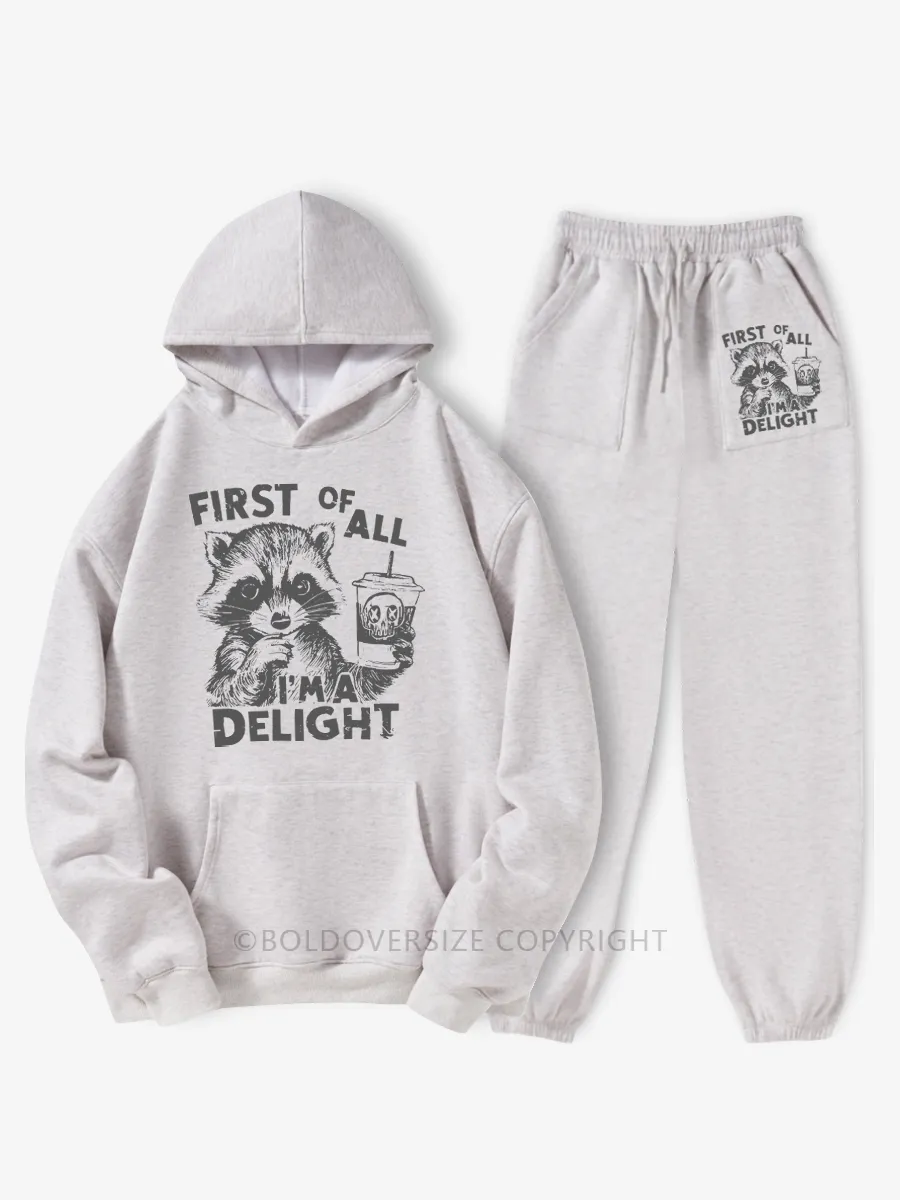 Vintage First Of All I Am Delight Fleece Hoodie Suit